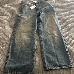 Topshop Relaxed Fit Jeans in Faded Blue
